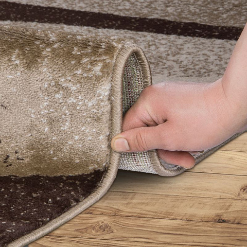 Российский прямой бежевый ковер домо 27008